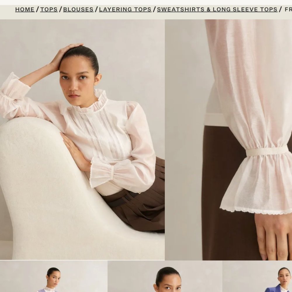 Me + EM Frill Neck Scallop detail top NWT